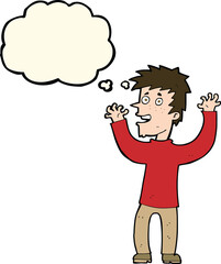 Fototapeta premium cartoon excited man with thought bubble