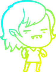 cold gradient line drawing cartoon undead vampire girl