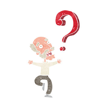 Cartoon Old Man With Question