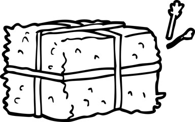 line drawing cartoon bale of hay