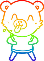 rainbow gradient line drawing rude cartoon bear