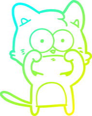 cold gradient line drawing cartoon nervous cat