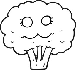 black and white cartoon broccoli