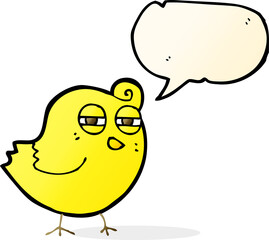 funny cartoon bird with speech bubble