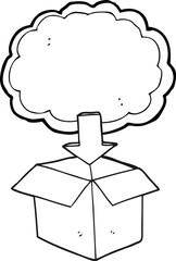 black and white cartoon download from the cloud symbol