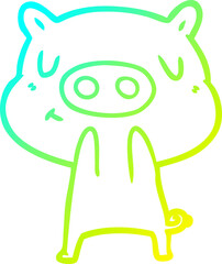 cold gradient line drawing cartoon content pig