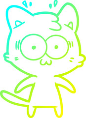 cold gradient line drawing cartoon surprised cat