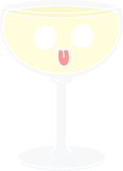 flat color style cartoon glass of wine
