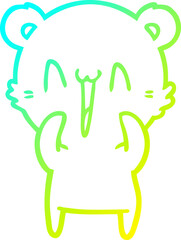 cold gradient line drawing happy bear cartoon