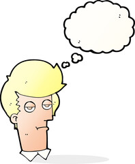 cartoon bored man with thought bubble