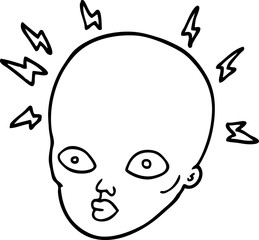 line drawing cartoon bald head