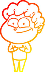 warm gradient line drawing cartoon happy man