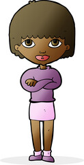 cartoon woman with folded arms