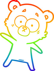 rainbow gradient line drawing surprised bear cartoon