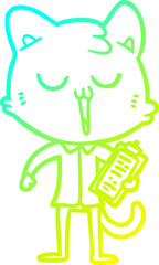 cold gradient line drawing cartoon cat singing