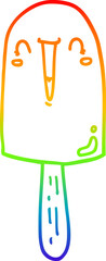 rainbow gradient line drawing cartoon happy ice lolly