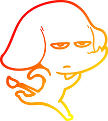 warm gradient line drawing annoyed cartoon elephant
