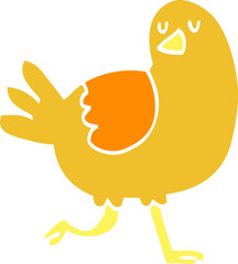 flat color illustration cartoon bird running