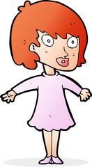 cartoon woman wearing dress