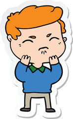 sticker of a cartoon annoyed man