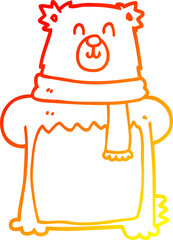 warm gradient line drawing cartoon bear