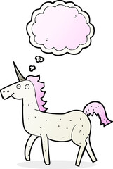 cartoon unicorn with thought bubble