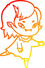 warm gradient line drawing cartoon friendly vampire girl