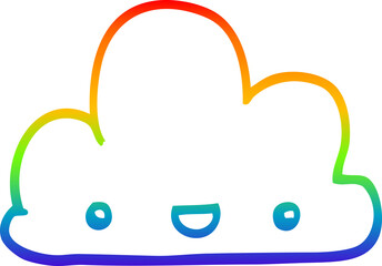 rainbow gradient line drawing cartoon tiny happy cloud