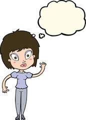 cartoon pretty girl with thought bubble