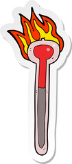 sticker of a cartoon hot thermometer
