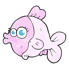 funny textured cartoon fish with big pretty eyes