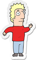 sticker of a cartoon man waving