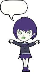 cartoon vampire girl with speech bubble