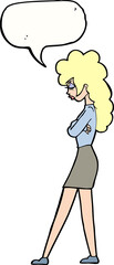 cartoon annoyed woman with speech bubble