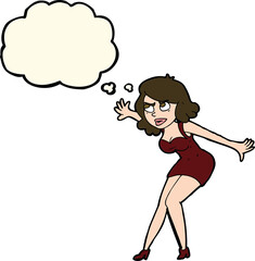 cartoon female spy with thought bubble