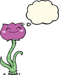 cartoon flower with thought bubble
