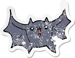 distressed sticker of a cartoon happy vampire bat