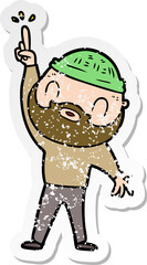 distressed sticker of a cartoon bearded man