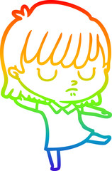 rainbow gradient line drawing cartoon woman