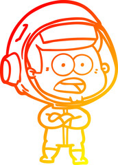 warm gradient line drawing cartoon surprised astronaut