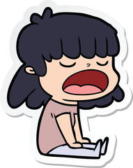 sticker of a cartoon woman talking loudly