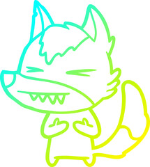 cold gradient line drawing angry wolf cartoon