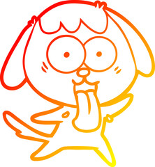 warm gradient line drawing cute cartoon dog