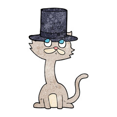 textured cartoon cat in top hat