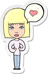sticker of a cartoon woman in love
