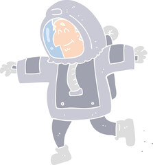 flat color illustration of a cartoon astronaut