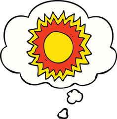 cartoon sun and thought bubble