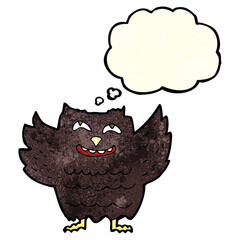cartoon happy owl with thought bubble