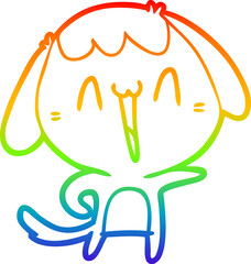 rainbow gradient line drawing cartoon laughing dog