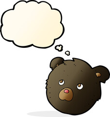 cartoon black bear face with thought bubble